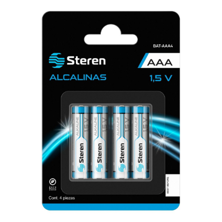 Pilas Steren Alcalinas Tipo AAA 1.5V C/4 Pzas