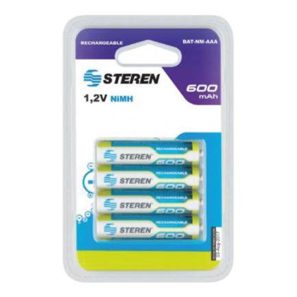 Pilas Recargables Steren "AAA" NiMH 600 mAh Paquete C/4