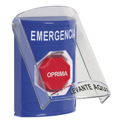 SS2429EM-ES - Botón Multipropósito / Superficie / Policarbonato / Restablecimiento por Giro / Sin Bocina / Texto Emergencia Español / ADA / UL/cUL / CE