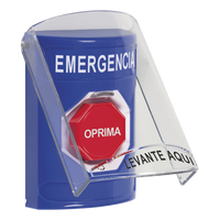 SS2429EM-ES - Botón Multipropósito / Superficie / Policarbonato / Restablecimiento por Giro / Sin Bocina / Texto Emergencia Español / ADA / UL/cUL / CE