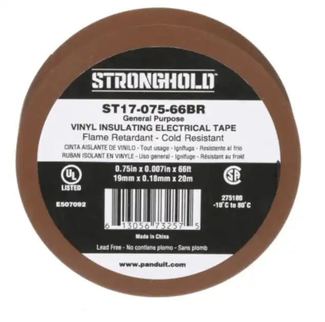 Panduit Cinta Eléctrica Stronghold ST17-075-66BR, 0.18mm Grosor, 19mm Ancho, 20.12m Largo