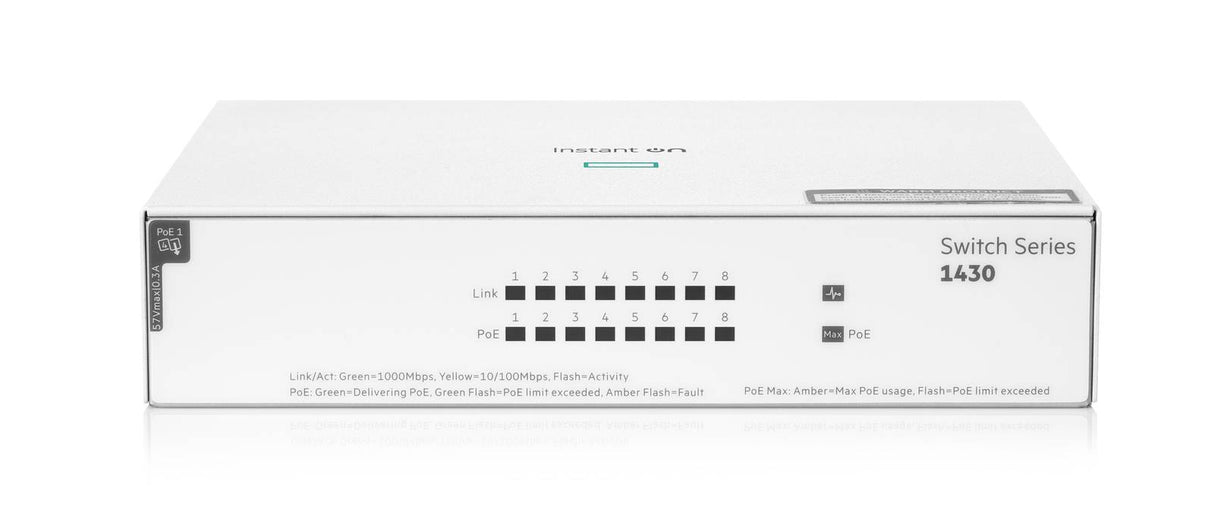ARUBA Switches Instant On 1430 R8R46A, 8 Puertos Gigabit, PoE, Montaje en Rack