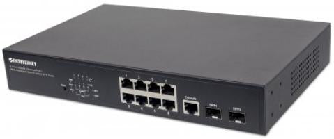 Intellinet Commutateur réseau (switch) Gigabit Ethernet PoE+ administrable via le Web 8 ports avec 2 ports SFP