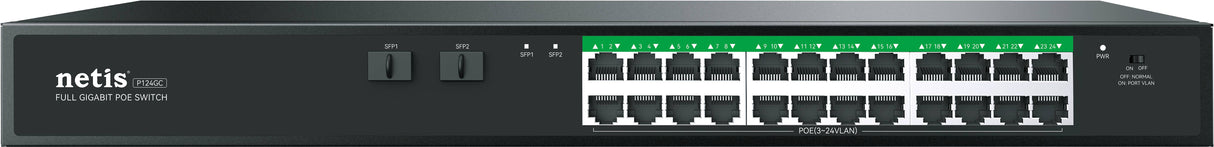Switches NETIS P124GC 24 Puertos Gigabit Ethernet, 2 Puertos SFP, Montaje en Rack