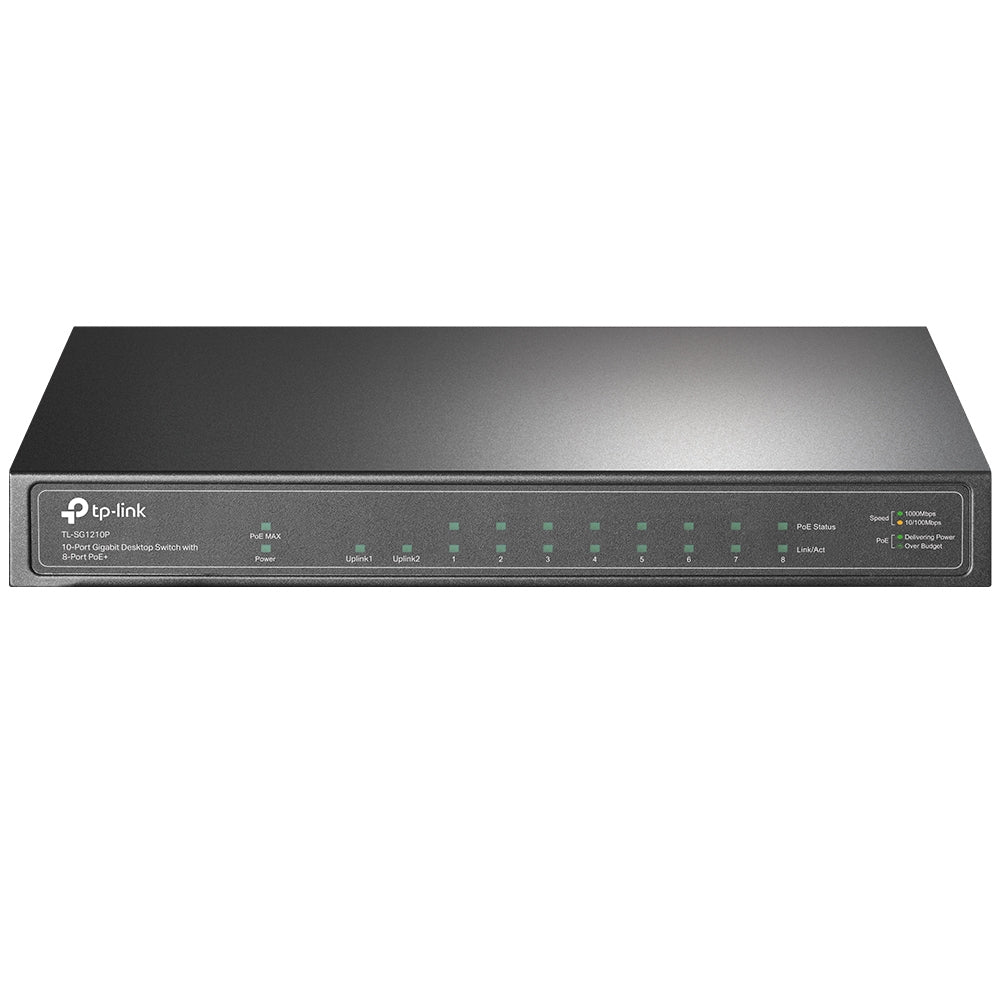 TP-Link Switch TL-SG1210P, 8 Puertos 10/100/1000 Mbps, PoE+ 63W, SFP