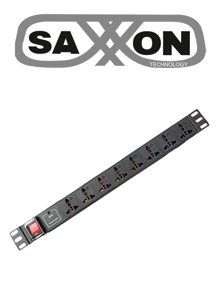 Barra PDU SAXXON SXPDU8P10A 8 Contactos Individuales 10A 120V 1UR Aluminio
