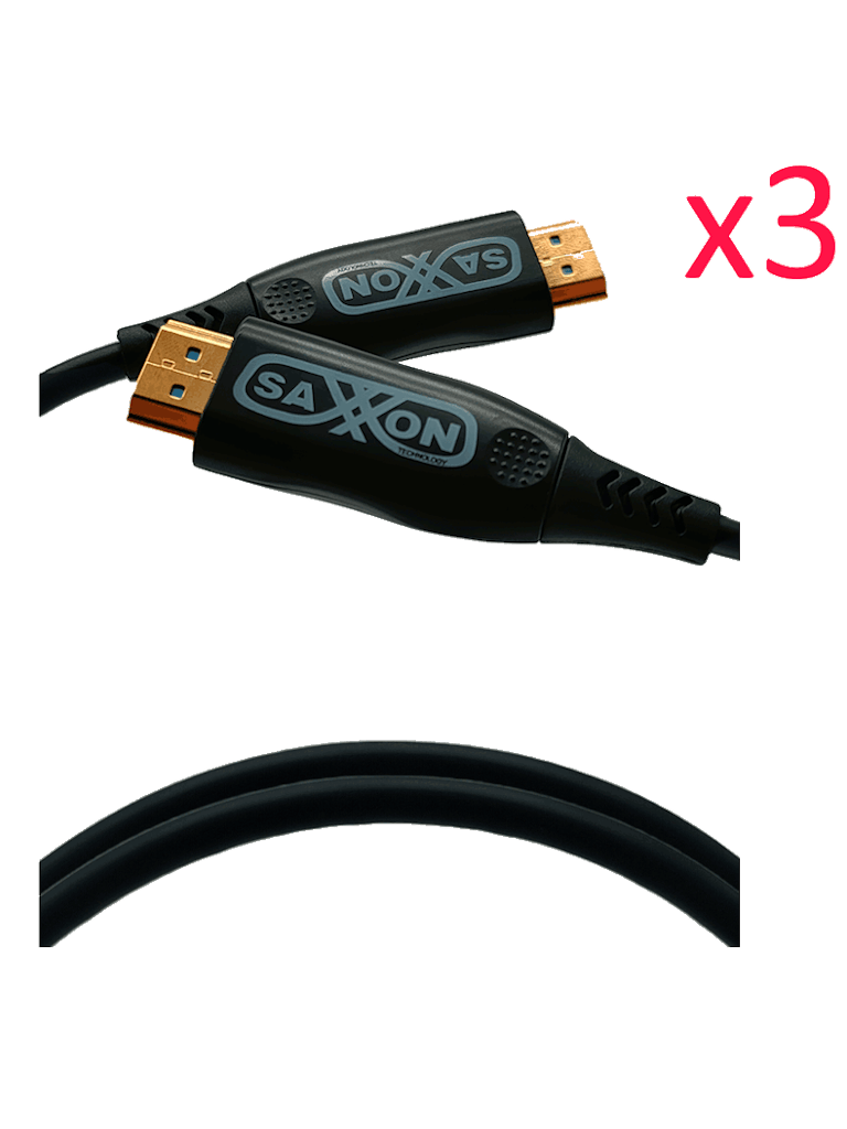 Paquete de 3 cables HDMI de 5 metros por fibra óptica 4K 60Hz - Fibra 4 hilos 7 hilos cobre estañado - HDMI 2.0 alta velocidad 18 Gbps