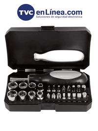 Set de Herramientas TVC PITCAIRN con Desarmador de 16 Puntas, 8 Dados Intercambiables y Mango Ergonómico, 13.5x8cm