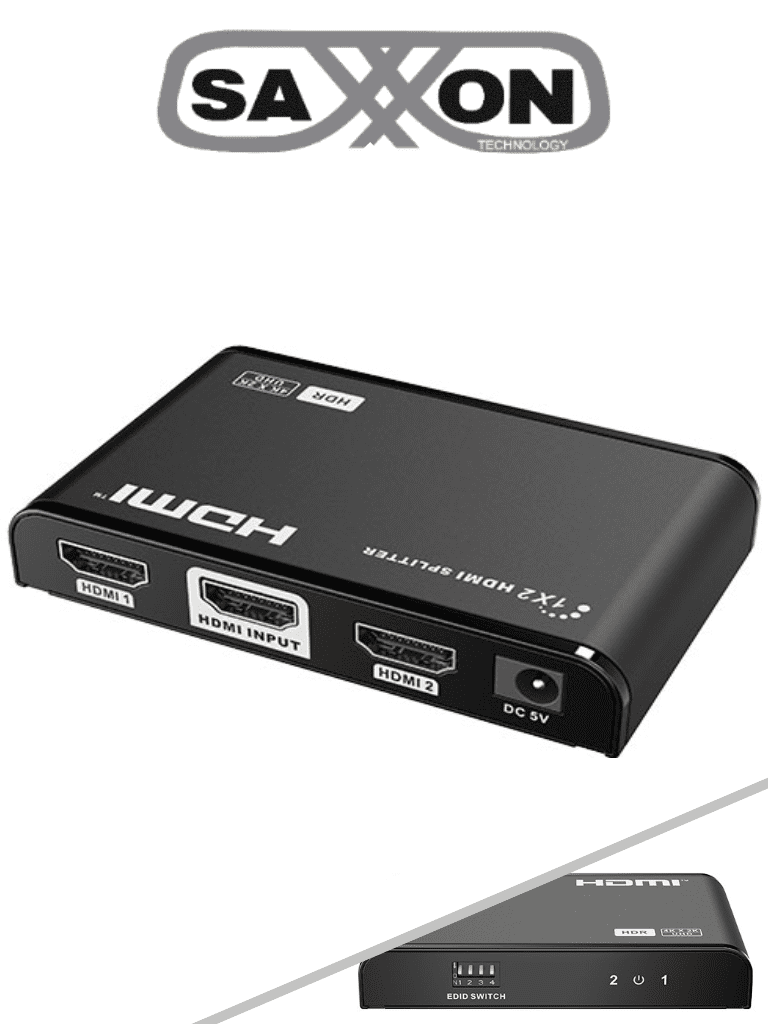 Divisor de Video HDMI 4K de 1 Entrada y 2 Salidas, Soporta Resolución 4Kx2K 30Hz, 1080p Full HD - Saxxon LKV312HDR V2.0