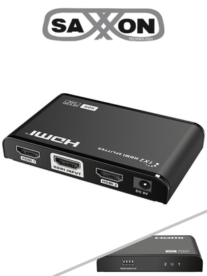 Divisor de Video HDMI 4K de 1 Entrada y 2 Salidas, Soporta Resolución 4Kx2K 30Hz, 1080p Full HD - Saxxon LKV312HDR V2.0