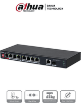 Dahua Technology PoE PFS3110-8ET1GT1GF-96 No administrado Gigabit Ethernet (10/100/1000) Energía sobre Ethernet (PoE) Negro