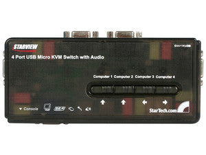Switch KVM USB de 4 puertos, VGA con audio, 2048x1536, 450MHz