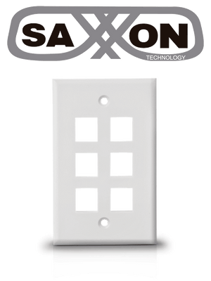 Placa de pared vertical SAXXON A1756A, 6 Puertos Keystone, Color blanco