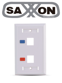 Placa de pared SAXXON A1752E Vertical 2 Puertos Keystone Blanco con etiquetas