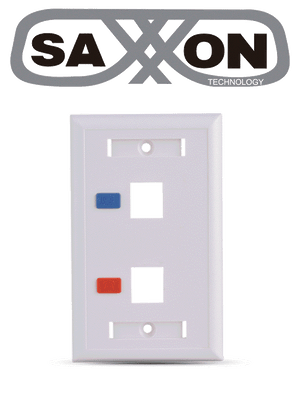 Placa de pared SAXXON A1752E Vertical 2 Puertos Keystone Blanco con etiquetas