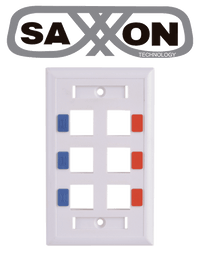 Placa de Pared Vertical SAXXON A1756E, 6 Puertos Keystone, Color Blanco