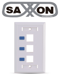 Placa de Pared Vertical SAXXON A1753E, 3 Puertos Keystone, Blanco con Etiquetas