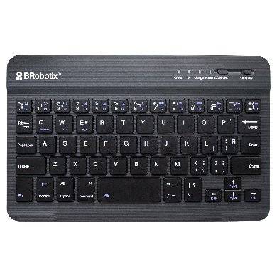 Teclado Inalámbrico Brobotix 6006436, Bluetooth, Mini, Batería Recargable 72h, Compatible con Portátil, Tablet y Celular, Español, Negro