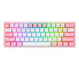 REDRAGON K616-RGB WP FIZZ PRO, Teclado Mecánico multiconexion Blanco y Rosa, Inalámbrico y alámbrico, USB + RF Wireless + Bluetooth, Interruptor