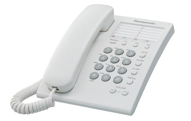 Teléfono Analógico PANASONIC KX-TS550MEW, 2 Líneas, Altavoz Integrado, Montaje en Pared