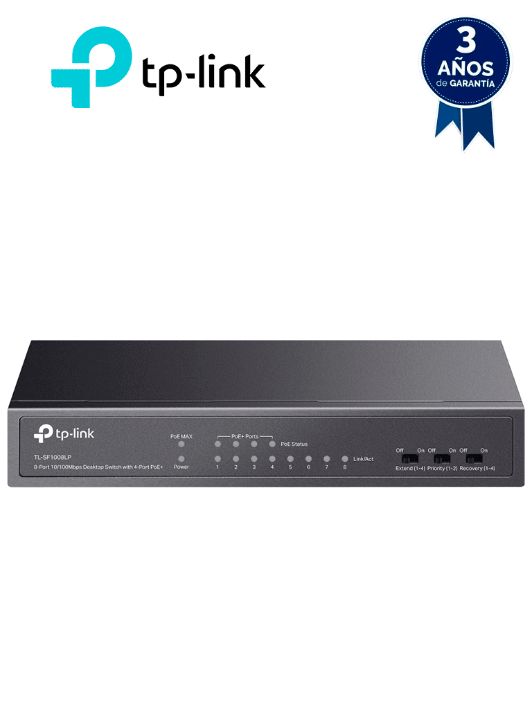 TL-SF1008LP - SWITCH DE ESCRITORIO DE 8 PUERT OS A 10 / 100MBPS CON POE EN 4 PUER