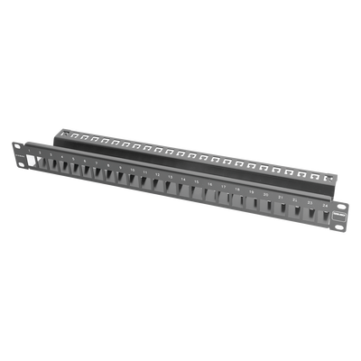 TM-PNLZ-24-01 - Patch Panel Blindado Modular de 24 Puertos / Plano / 1UR / 19" / Acero de Alta Resistencia / 44.5mm (1.75")