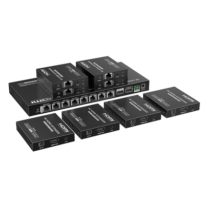 TT-828N - Extensor HDMI sobre IP / 1x8 Distribuidor / 4K @ 60 Hz / 70 m (229.7 ft) / HDR10 / 18 Gbps / PoC / S/PDIF / RS232