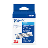 TZE131G - Cinta Laminada Brother Estandar Texto negro sobre cinta transparente de 12mm x 8m