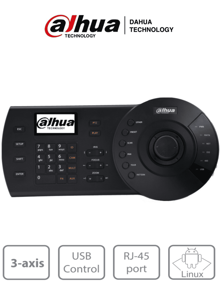 Teclado Controlador IP Dahua NKB1000-E con Joystick PTZ, LCD, RJ-45, RS232, Pelco D/P