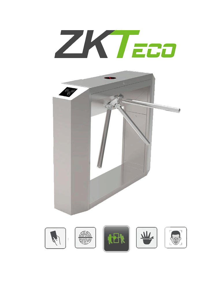 Torniquete ZKTECO TS200 Bidireccional Acero SUS304 110V 25-30 Tráficos x Min 50.5cm Ancho de Carril 1 millón de Ciclos