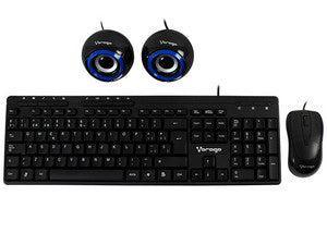 Kit Multimedia 3 en 1 Vorago 104 de Teclado Multimedia, Mouse Óptico y Bocinas, USB 2.0, 1200 DPI, 5W