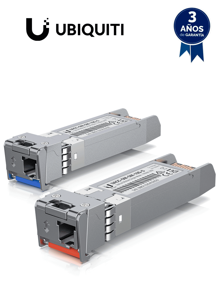 Módulo SFP monomodo UBIQUITI UACC-OM-SM-10G-S-2, 10Gbps, LC, 10km de alcance