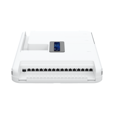 Ruteador Ubiquiti UDW Dream Wall, UniFi Switch 17 Puertos GbE PoE, WiFi 6 MU-MIMO 4x4, 128GB SSD Interno, Balanceo de Cargas, 2 WAN 2.5 GbE y 10G SFP