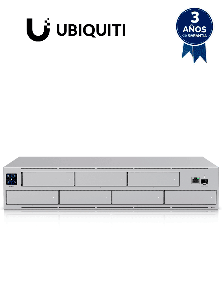 NVR Ubiquiti UNVR Pro 7 Bahías, 8TB, 20 Cámaras 4K, Pantalla Táctil, 1 Puerto 10G SFP, RAID 1/5/10