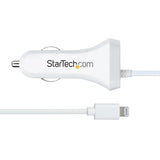 USBLT2PCARW2 - StarTech.com Cargador de Coche con Cable Rizado Lightning, Cable de 1m Rizado Lightning 12W Blanco, Cable Adaptador Carg