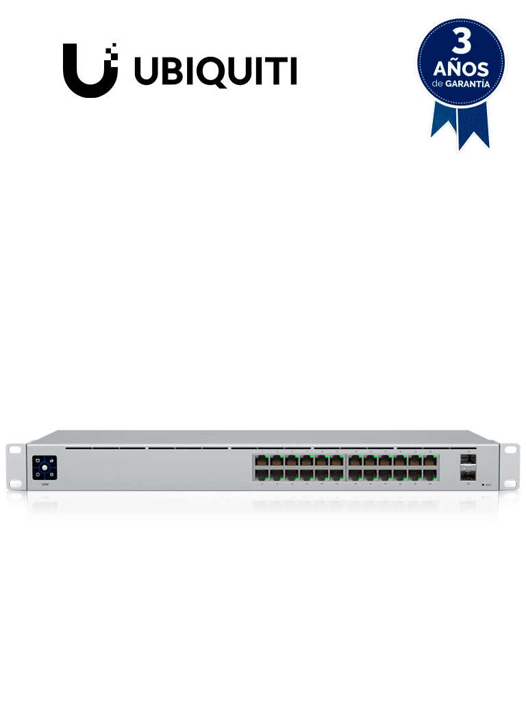 UBIQUITI 24 unifi switch capa 2 de 24 puertos 10/100/1000 mbps más 2 puertos 1g sfp, con pantalla informa#ene2 USW-24