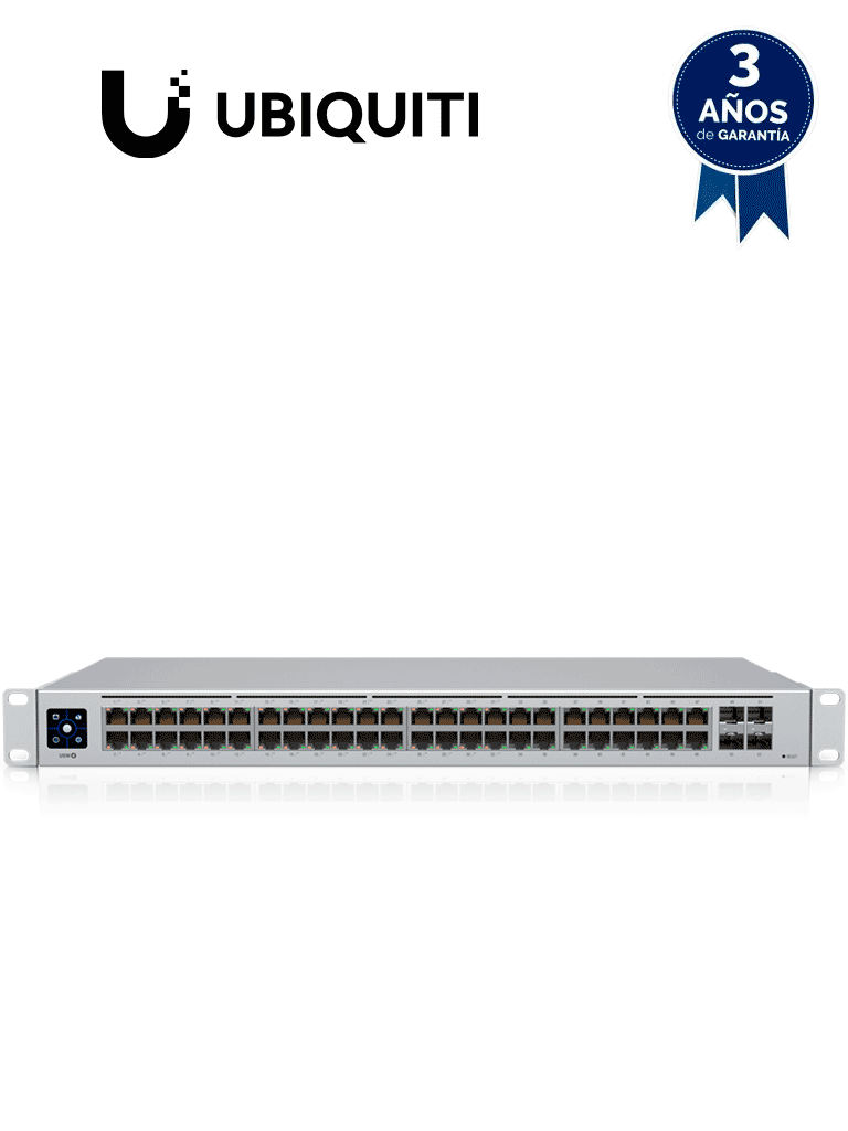 Switch Ubiquiti USW-48-POE Unifi Capa 2, 48 Puertos 32 POE 802.3af/at, 16 Gigabit, 4 Puertos 1G SFP, 195W, Pantalla MCI2Q125