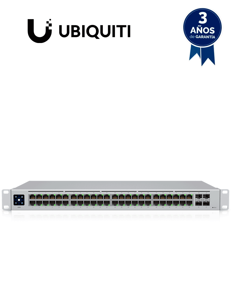 USW-48 UBIQUITI 48 unifi switch capa 2 de 48 puertos 10/100/1000 mbps más 4 puertos 1g sfp, con pantalla informativa.