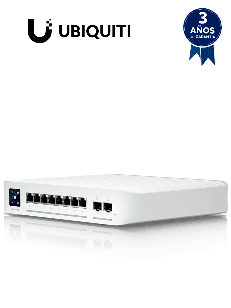 Switch Ubiquiti USW Enterprise 8 Puertos PoE 802.3at, 2.5 GbE, 2 Puertos 10G SFP, Capa 3 Administrable