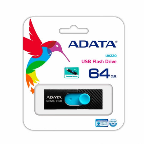 Memoria Usb Adata Auv220-64G-Rbkbl 64Gb Negro Con Azul Retractil 2.0 FullOffice.com