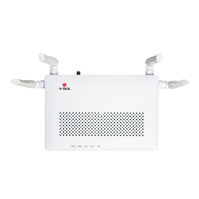 V2802-DAC - ONU Dual GPON/EPON / Wi-Fi Doble Banda 2.4 y 5 GHz / EasyMesh / 2 Puertos LAN Gigabit / AC1200 / 4 Antenas 5 dBi