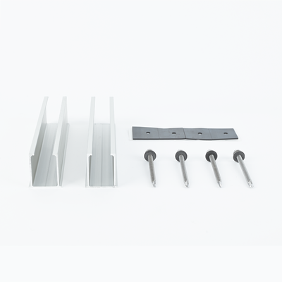VEKTORMINI - Mini Riel de Aluminio para Módulos Solares / Techo Inclinado 0° / Anodizado / 35 mm / 2 Rieles + 4 Tornillos Autoperforantes