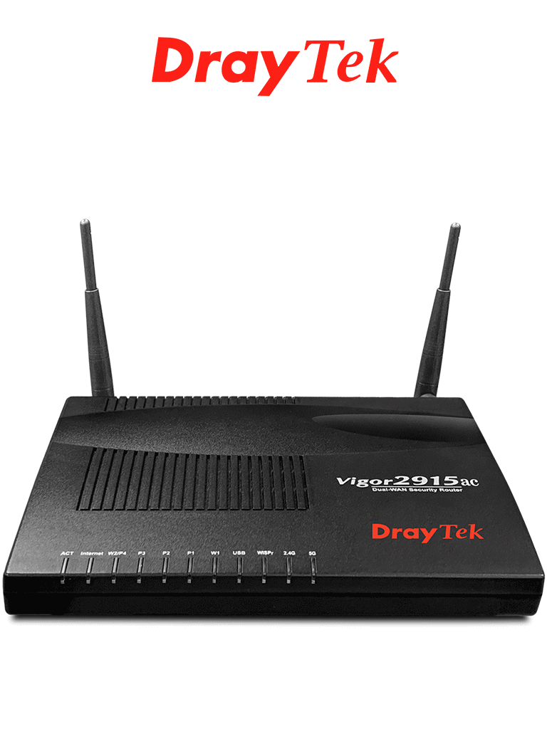 Ruteador DRAYTEK VIGOR2915AC Multi-WAN, 2 puertos WAN Gigabit, 4 puertos LAN Gigabit, 16 túneles VPN.