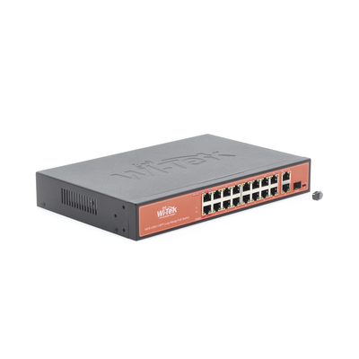 Wi-Tek WI-PS518G dispositivo de redes Fast Ethernet (10/100) Energía sobre Ethernet (PoE) Negro, Naranja