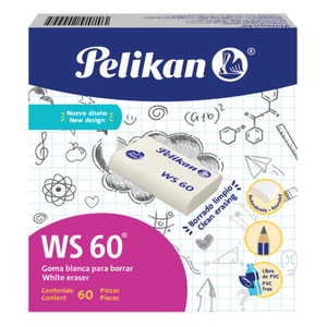 Goma Pelikan Plástica Blanca WS-60 C/60 Pzas