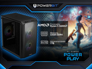 PC Gamer Powerbit Power Play: AMD Ryzen 5 5600GT 4.6GHz, 32GB DDR4, SSD 1TB, Radeon Graphics, Windows 11 Home