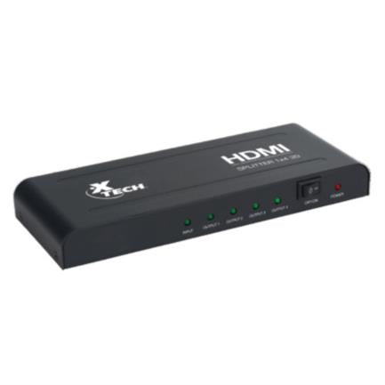 Multiplicador HDMI XTech de 4 Salidas, Resolución 1920x1080p, Conector Hembra, Alimentación Propia