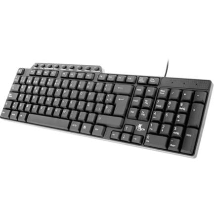 Teclado XTech Multimedia Cableado Español XTK-160S, 105 Teclas, 1.5m Cable, Color Negro
