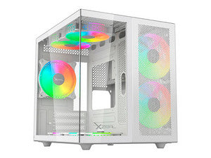 Gabinete Xzeal Cubo M-ATX/ITX Blanco 3 Ventiladores ARGB