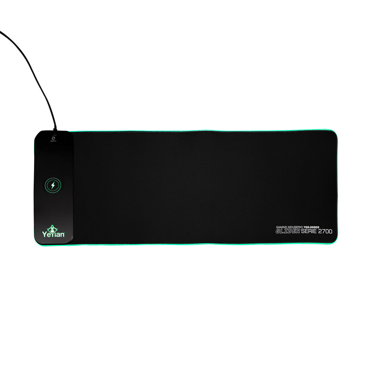 Mousepad Gamer Yeyian YGG-68902 Flex Carga Inalámbrica RGB Anti-Deslizante 2700 DPI 30x25cm LED Control táctil